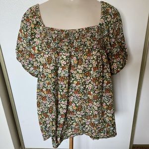 Floral Square Neck Top